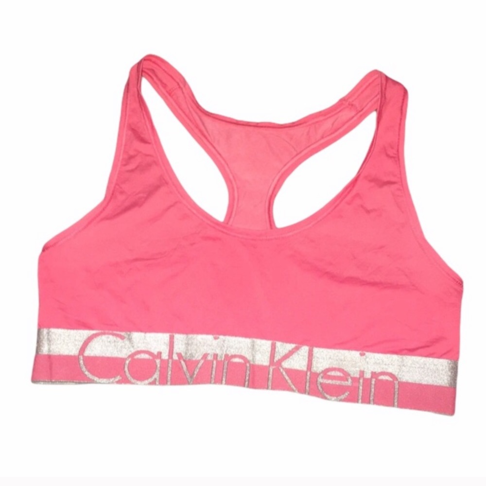 Calvin Klein || Pink/silver racer back sports bra